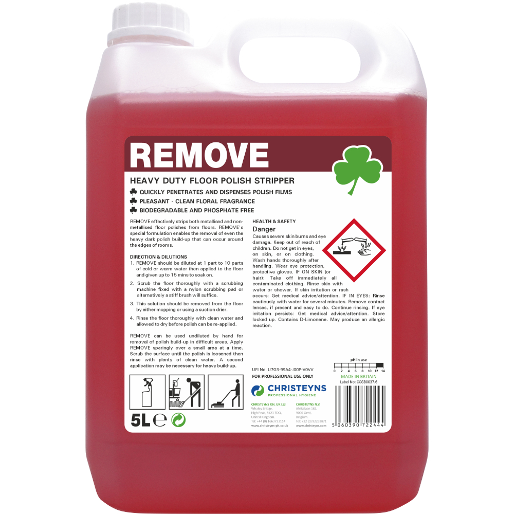 Christeyns REMOVE Heavy Duty Floor Polish Stripper 5L